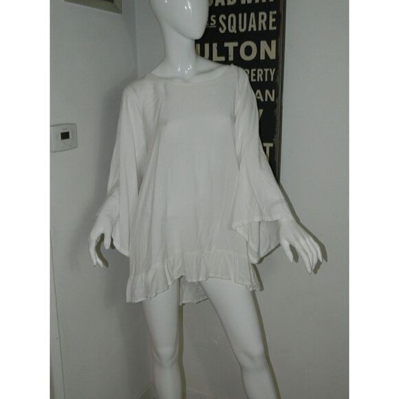 Sundress Brand Dress Cover Up Size XS/S White‎ Pink Tassels Ruffle Sleeve - Picture 9 of 11